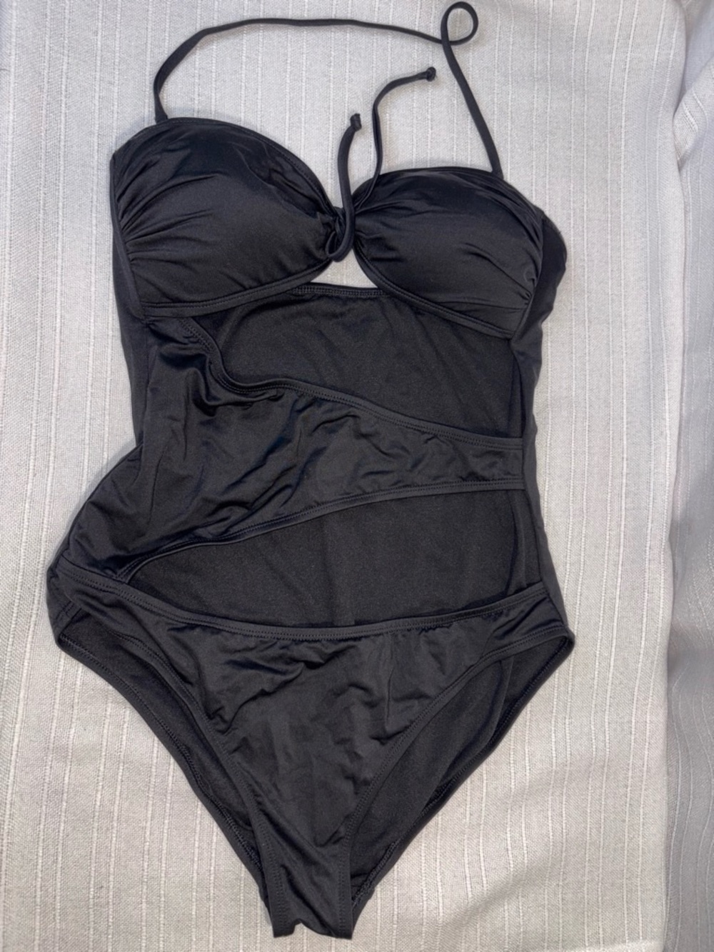 ana Swimsuit One Piece Black Cutout Monokini 12 EUC - Picture 2 of 7